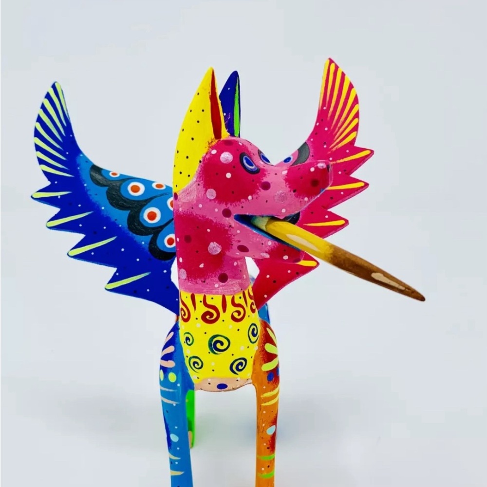 CoCo Dog-Wood Carving Alebrije Sculpture from Oaxacan Artisans.